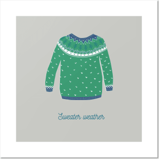 Woolen sweater with Norwegian ornament Posters and Art